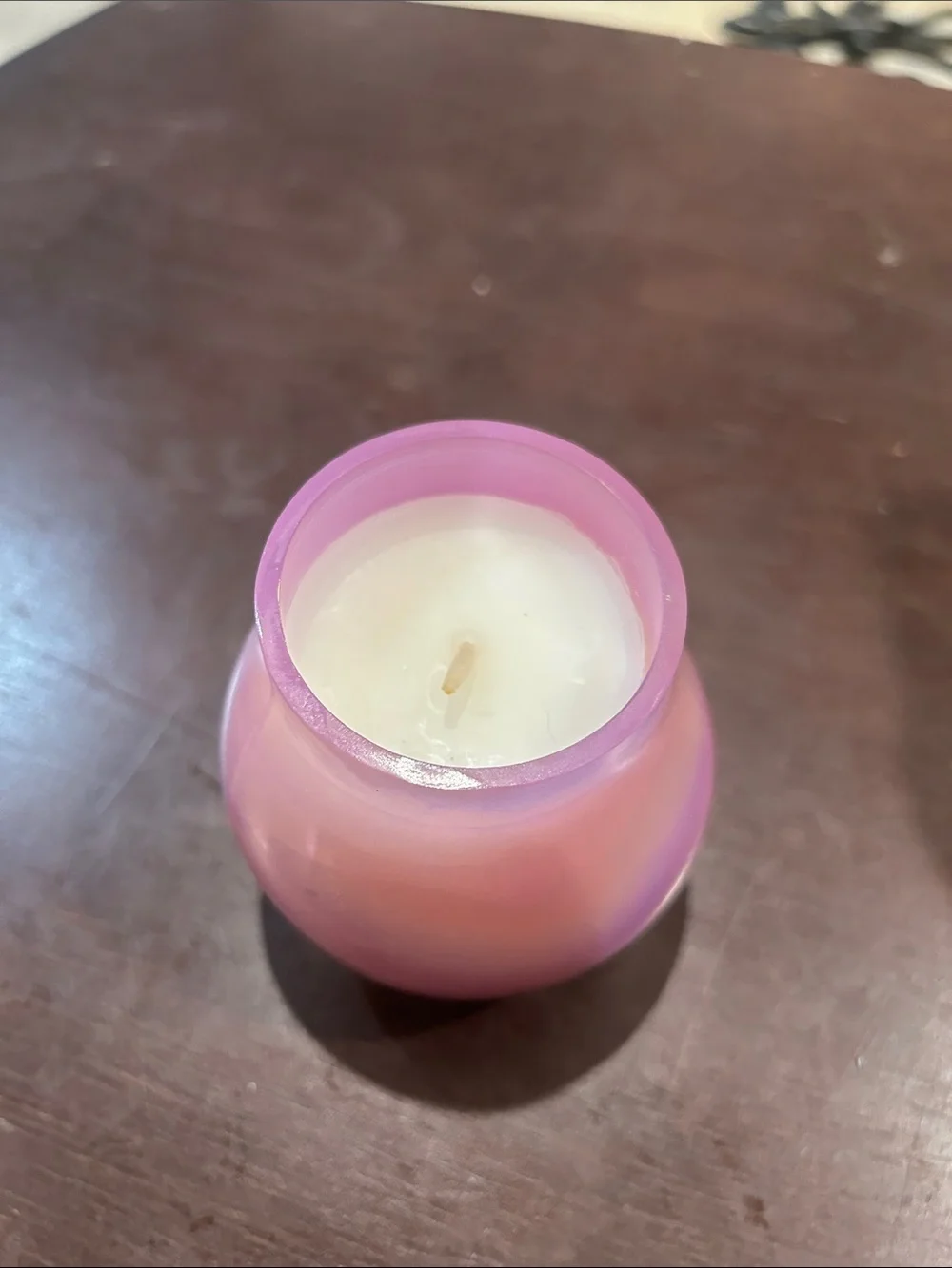 Iridescent Pink Glass Mushroom Candle